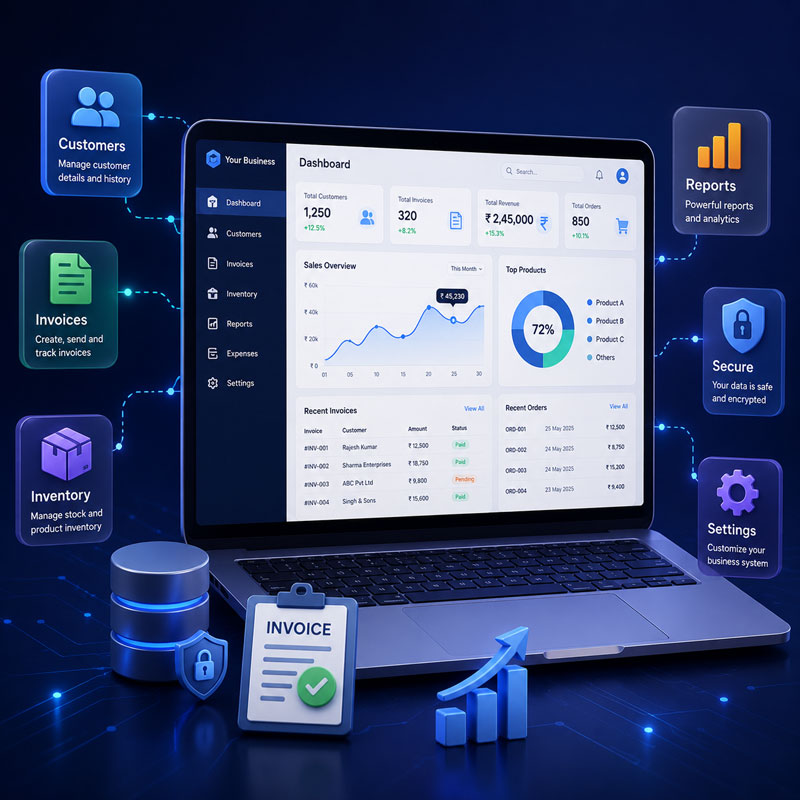 Custom Business Management Software with Professional Website Design Solutions